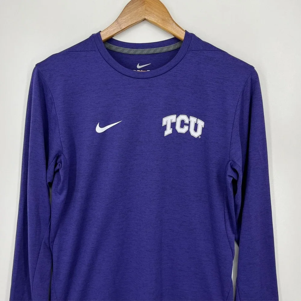 Nike TCU Horned Frogs Mens Purple Dri-FIT Long Sleeve Shirt Size Small